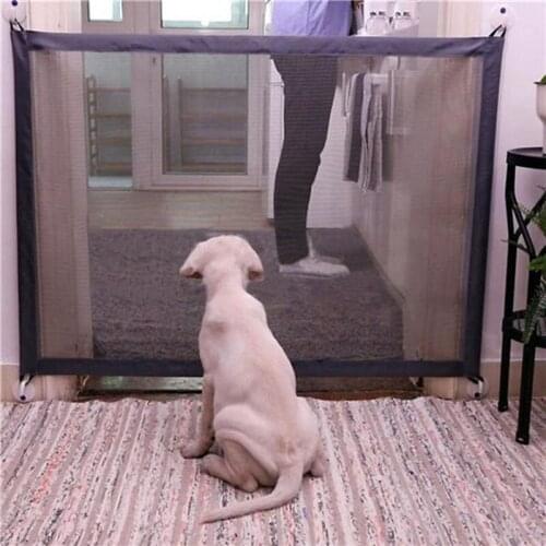 Pet Dog Isolation Fences Easy Install Magic Gate Folding Safe Guard Mesh Indoor Outdoor Protection for Dogs Cats