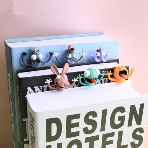 3D Stereo Cartoon Lovely Animal Bookmark Original Cute Cat PVC Material Student Children School Stationery for Kids Gift