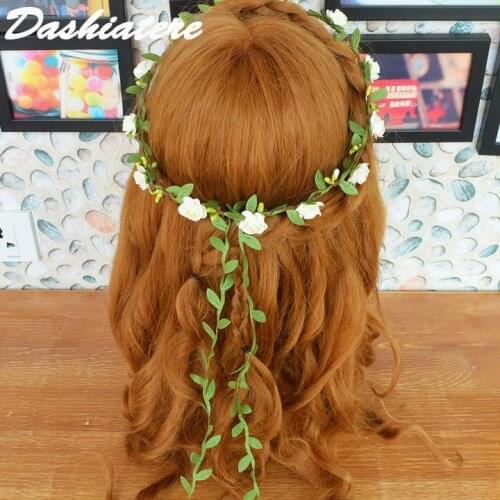 Ivory White Floral Hair Crown Hippy Head Band Bohemian Hair Wrap Coachella Festival Rave Carnival Barn Wedding Flower Tiara