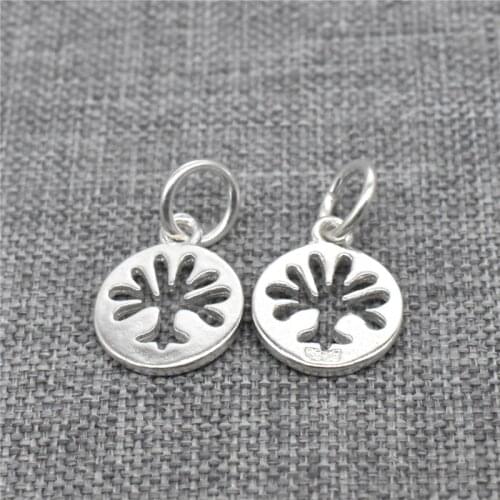 10 Pieces of 925 Sterling Silver Palm Tree Charms Life Tree Disc for Bracelet Necklace Earring