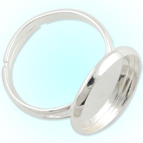 14MM Round Adjustable Shallow bottom Silver plated Ring Setting With 14MM round Pad,Sold 50PCS Per Package