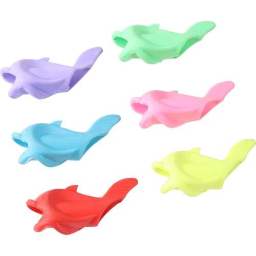 2Pcs Children Pen Holder Silicone Child Writing Posture Correction Device Dolphin Shape Pencil Grasp Writing Aid Grip Stationery