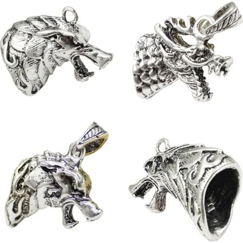 2pcs Animal Head Cord Crimp End Caps Buckle Tips for Necklace Bracelet Ropes Cords Connector Clasp DIY Making Accessories K05437