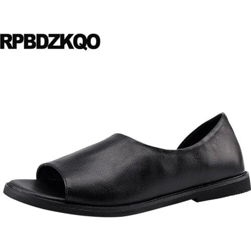 2019 flat native summer open toe black slip on genuine leather casual italian sandals designer shoes men high quality luxury