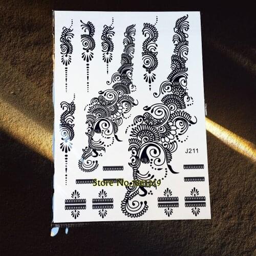 25 Style Fashion Black Ink Mehndi Flower Arm Tattoo Waterproof Fake Jewelry Women Henna Tatoo Body Art Temporary Tattoo Stickers