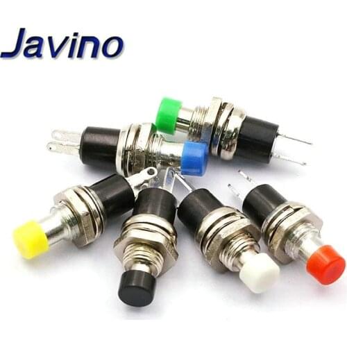 5PCS PBS-110 ON OFF Push button Red Black Blue Mini Lockless Momentary Switch Black Blue Red