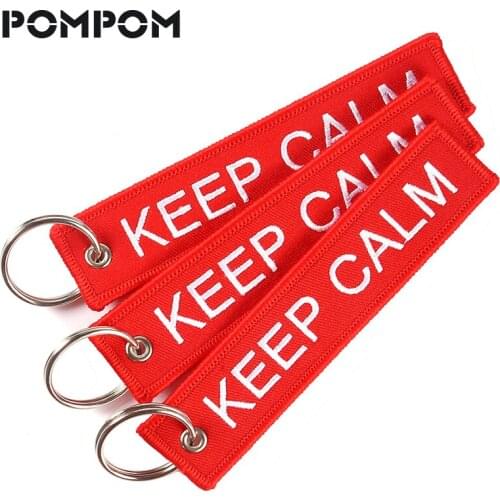 3 PCS/LOT Keychain KEEP CALM AND CARRY ON Key Chain Cool Key Holder for Motorcycles and Cars OEM Keychains Embroidery Key Fobs