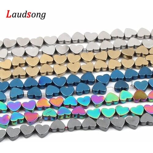 65pcs/Strand 6mm Heart Natural Stone Beads Loose Hematite Beads For Jewelry Making DIY Necklace Bracelet Wholesale