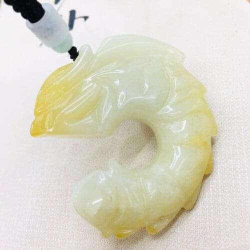 Pure natural topaz handmade large two-color three-dimensional retro curved dragon pendant with hand-woven simple necklace men an