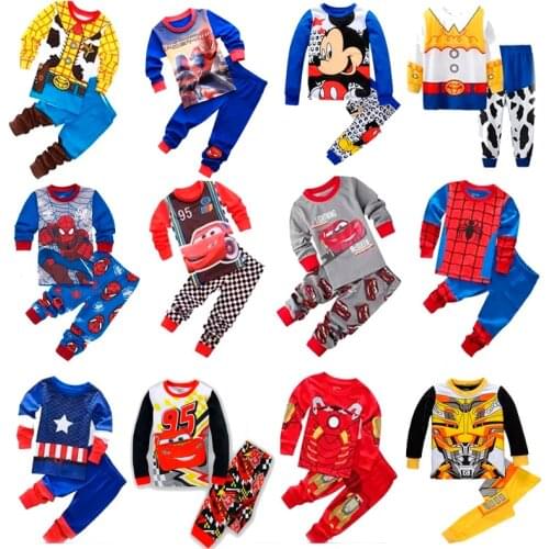 Childrens suit spider man childrens pajamas cartoon pajamas Suit Girls' cotton cartoon pajamas spring and autumn pajamas