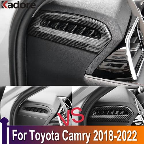 For Toyota Camry 2018 2019 2020 Carbon Fiber Front AC Air Condition Vent Trim Cover Sticker Car Styling Interior Accessories
