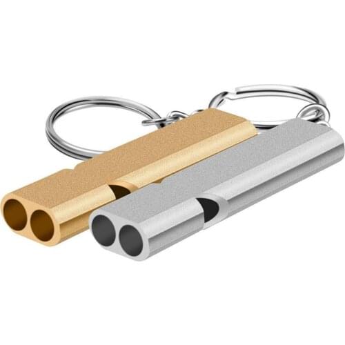 Double Pipe High Decibel Aluminum Alloy Outdoor Emergency Tool Keychain Survival Whistle Cheerleading Whistle Multifunction
