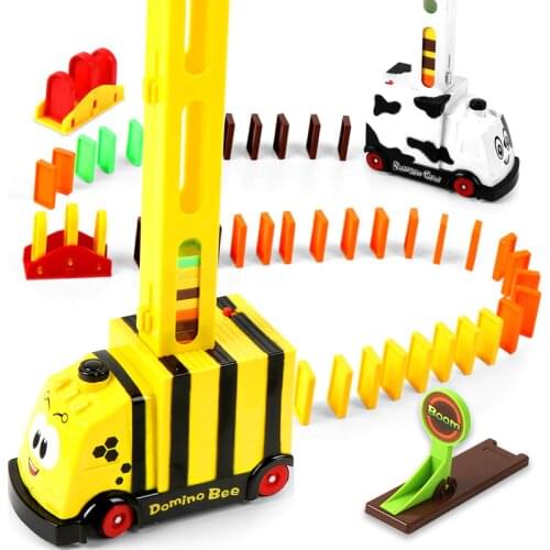 DominoTrain DIY Automatic Delivery Electric Toy Car Children Puzzle Building Blocks