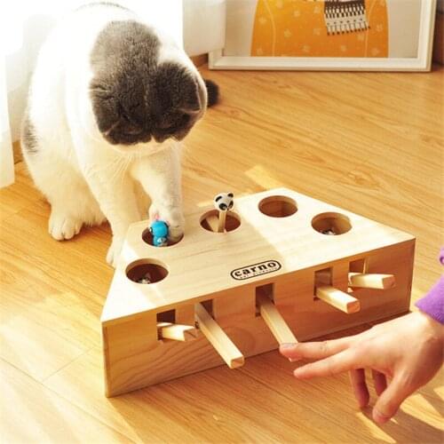 Creative Cat Hunt Toy Chase Mouse Solid Wood Cartoon Interactive Maze Pet Hit Hamster Catch Bite Catnip Funny Educational Toys