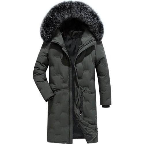 Winter men Embroidered jacket Men Solid Jacket New Arrival Thick Warm Coat Long Hooded Jacket Fur Collar Windproof Padded Parka