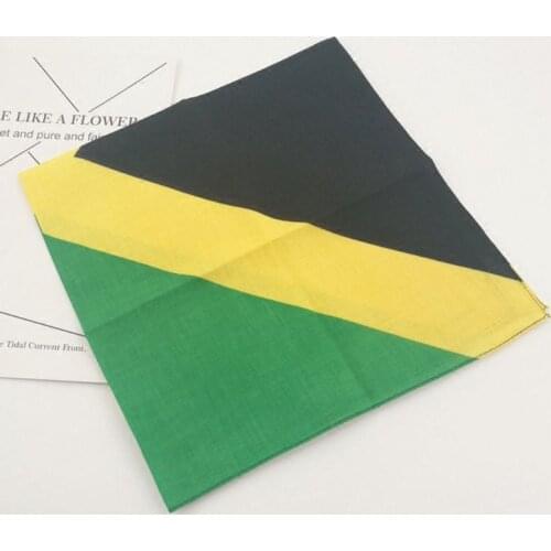 Flag of Jamaica Print Unisex Square Bandanas Cotton Hair Scarf Biker Motorcycle Neckerchief Hip-Hop Headwrap Patriotic