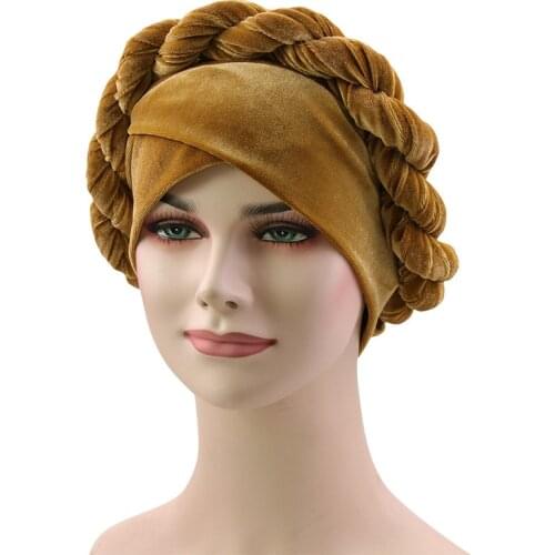 2020 new velvet headscarf women forehead cross turban caps muslim hijab turbans braid head wraps female under hijab cap