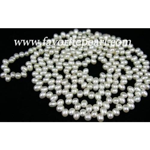 New Arrival Favorite Pearl Necklace 39 inches 5-6mm AA White Baroque Natural Freshwater Pearl Necklace Handmade Fine Jewelry