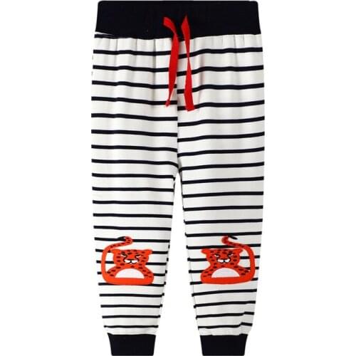 New Animal Embroidery Autumn Spring Sweatpants Drawstring Childrens Long Pants Fashion Baby Trousers Pants