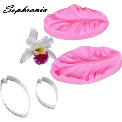 Orchid Flower Petal Veiner Silicone Mold Fondant Mould Cake Decorating Tool Chocolate Gumpaste Mold, Sugarcraft, ChocolateCS166