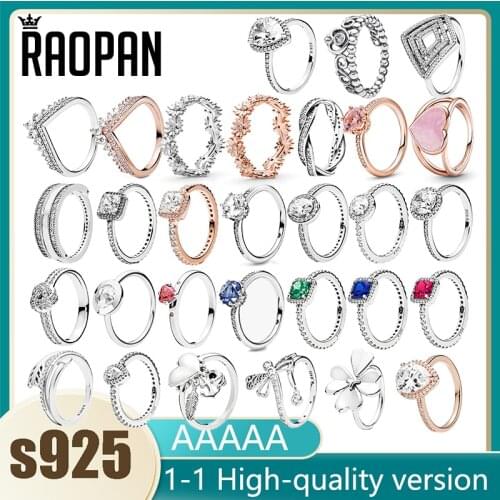 RAOPAN original boutique 925 sterling silver multi-color sparkling zircon ring ladies jewelry suitable for gifts for friends