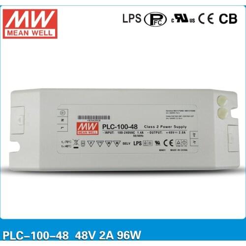Original Meanwell 96W 2A 48V Power Supply PLC-100-48 LED Display Driver with PFC Function with screw terminal stype I/O