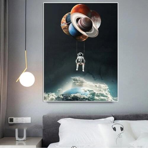 Planet Astronaut Canvas Painting Creativity Poster Prints Wall Art Pictures Modern bedroom Living Room Home Decoration