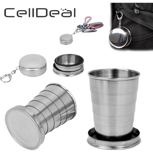 Portable Stainless Steel Foldable Cup 75ml/150ml/250ml Outdoor Travel Collapsible Telescopic Cup Hiking Camping Water Coffee Mug