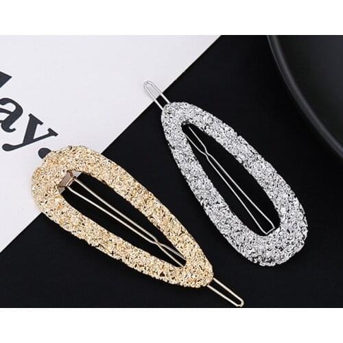 Simple alloy metal geometric hair clip fashion hair accessories waterdrop square barrette for women girls