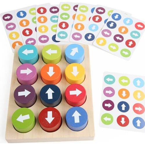 Montessori Educational Material Wooden Arrow Matching Game Color Direction Recognition Brain Game Toys Kids Early Development