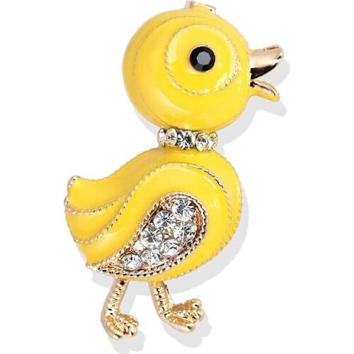 Cute Yellow Duck Rhinestone Brooch Fashion Beauty Women Crystal Exquisite Pins Hot Sale Party Gift Man