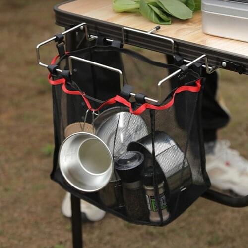 Outdoor Folding Table Storage Net Bag Camping Picnic Hanging Basket Portable Hanging Mesh Bag Kitchen Folding Table Hanging Net