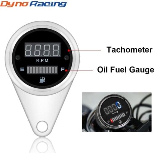 Universal 2 In 1 Motorcycle Digital LED Tachometer Gas Fuel level Gauge Waterproof 12V