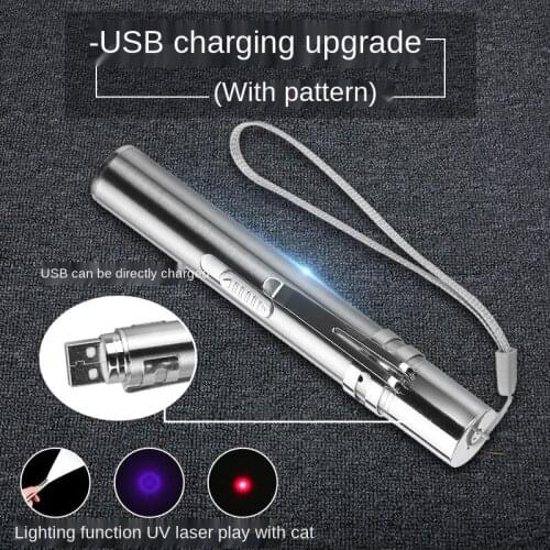 Funny Pet LED Laser Cat Toy Cat Chase Toys USB Recharge Portable Stainless Steel Pet Interactive Toy Cat Stick Pet Cat Supplies
