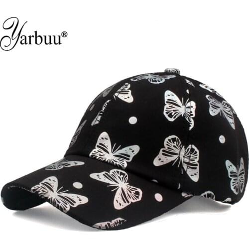 [YARBUU] New brand high quality cap Summer Adjustable Snapbacks Baseball Caps Women Lady Butterfly printing Hat Wholesale