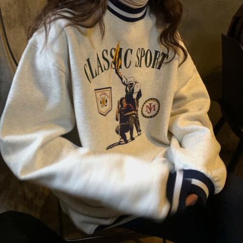 Autumn Letter Print Sweatshirts Women Hoodies 2020 New Loose Casual Cotton Round Neck Tops Warm Long Sleeve Female Sweatshirt