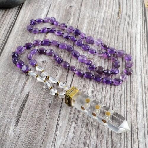 White Crystal Women Necklaces Amethsyts Beads Pendant Necklace Handmade Boho Gems Stones Necklace Women Gifts Wholesale