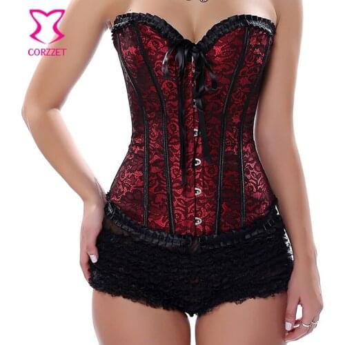 Burlesque Midnight Floral Jacquard Overbust Guepiere Sexy Corset Gothic Clothing Women Corpetes E Espartilhos Para Festa Korset