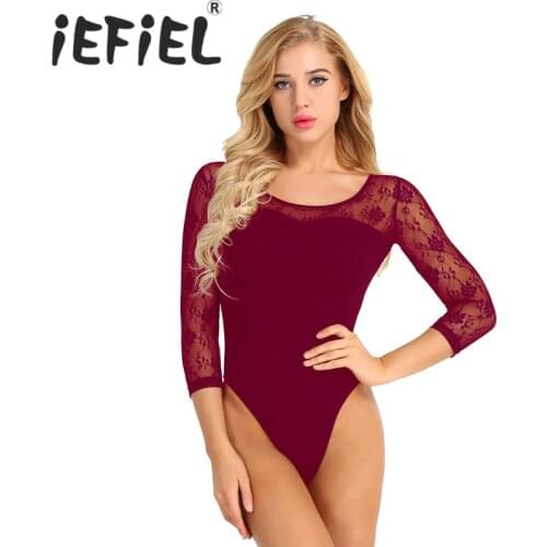IEFiEL Women Adult Soft Lace Camisole Gymnastics Ballet Dance Leotard Bodysuit Ballet Class Dancing Stage Performance Clothes