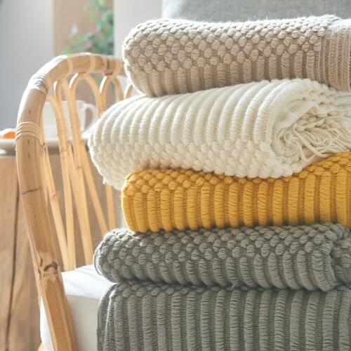 Blanket for Beds Knitted Sofa Blankets Photo Props Air Condition Tassel Throw Blankets Plaid on The Bed Sofa Winter Chunky Throw