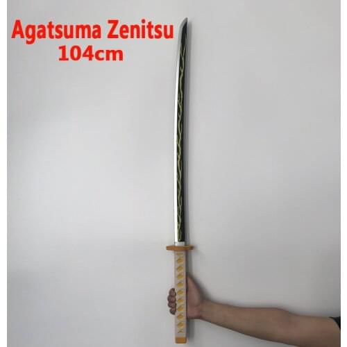 Japan Cosplay 1:1 Kimetsu no Yaiba Sword Weapon Demon Slayer Agatsuma Zenitsu Sword Anime Ninja Knife PU toy 104cm