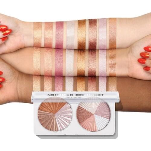 1PC Double-disc Mixed Color Highlighter Powder Glitter Blush Palette Bronzer Shimmer Cosmetic Longlasting Face Makeup Tool