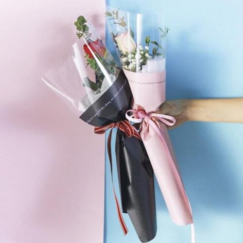 1 Bag Elegant Flower Packaging Bag Water-proof Paper Easy Matching Single Rose Flower Packaging Bag Home Decor