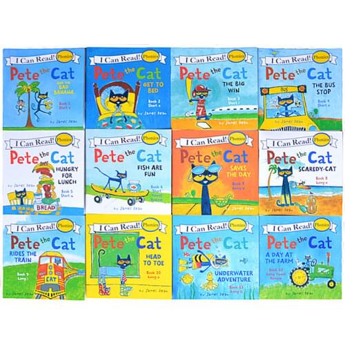 12 Book/Set I Can Read The Pete Cat English Picture Books Story Book Educactional Toys For Children Pocket Reading Book 13x13CM