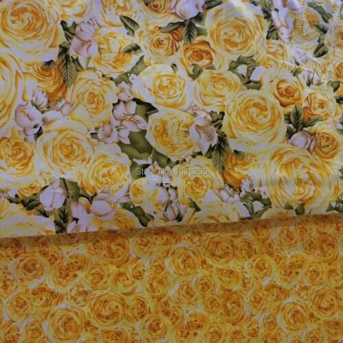 2020 New Arrivals Yellow Rose Cotton Twill Fabric for DIY Bedding Cloth Sewing Patchwork Quilting and Fashion Dress Making