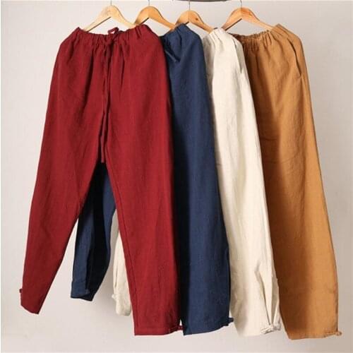 2020 Fashion Men linen pants Comfortable Male trousers jogger pants casual straight pants plus size M-6XL