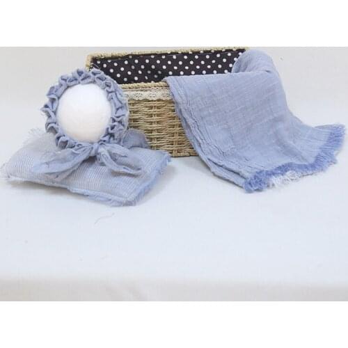 Newborn Posing Pillow Hat and Wrap Photography Props Baby Swaddle Cocoon Layer Bonnet Photo Props 3 Pcs Set