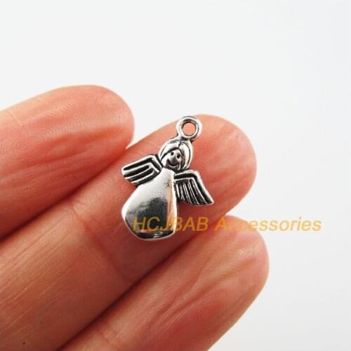 35 New Angel Charms Tibetan Silver Color Lovely Waterdrop Pendants 12.5x17.5mm