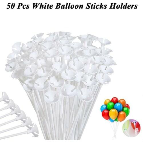 32cm 50pcs Balloon Stick Hand Holder Latex Clips Birthday Party Decoration Kid Balloon Accessories 2021