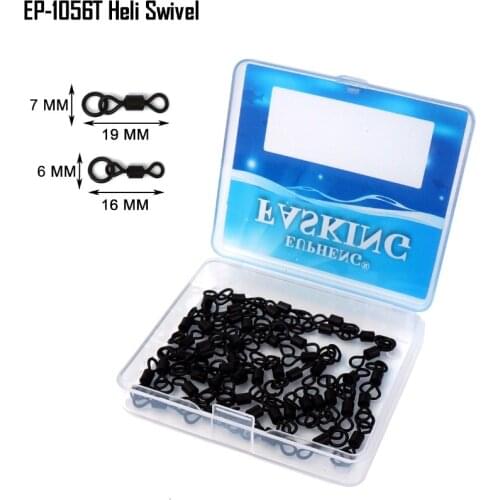 Eupheng 50pcs Matt Black Carp Fishing Heli Edges Swivels Micro Hook Ring Leader Line Swivel #4 15MM New